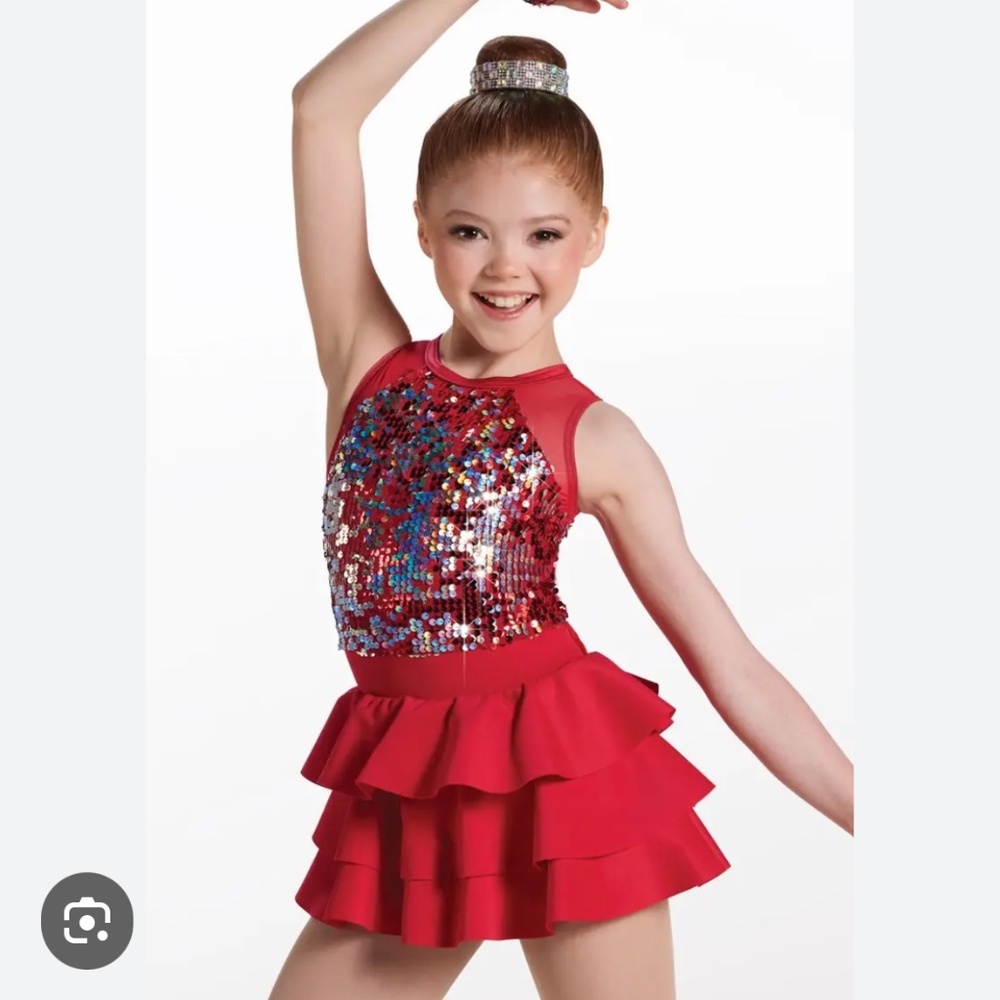 Weissman Sparkling Red Kids Dance Costume - Picture 6 of 16